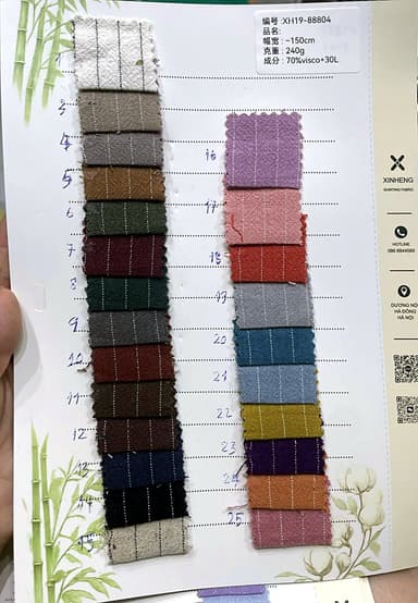 Sổ mẫu Sọc tăm Viscose-Linen 88804