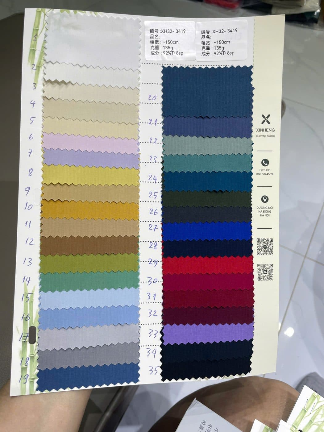 Sổ mẫu Sơ mi trơn 3419