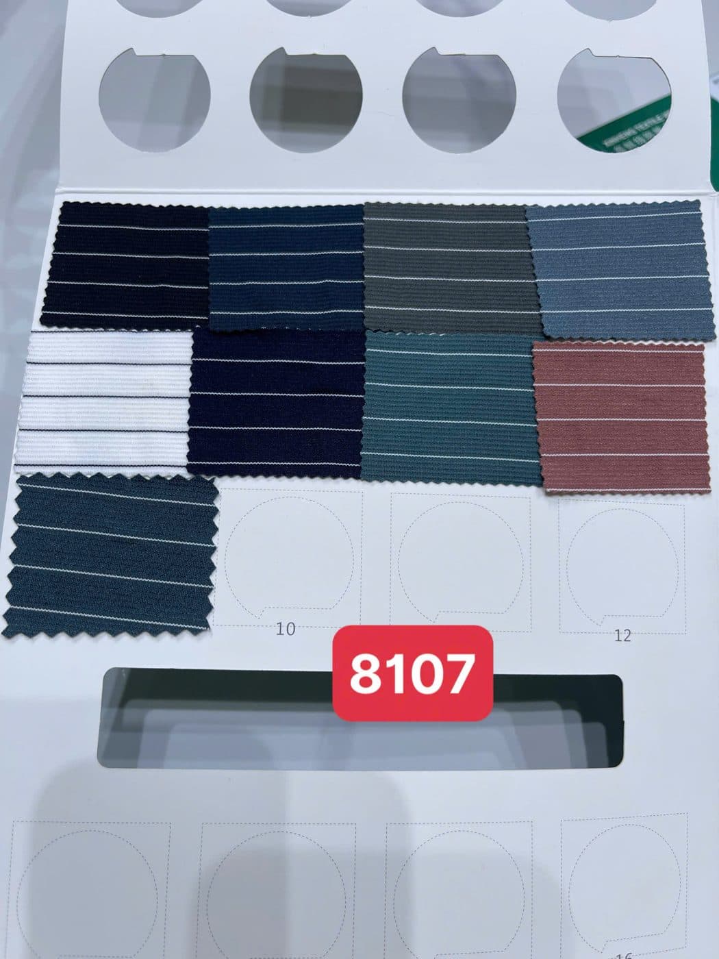 Sổ mẫu Thun thể thao 8107 (gân ngang + sọc pinstripe)