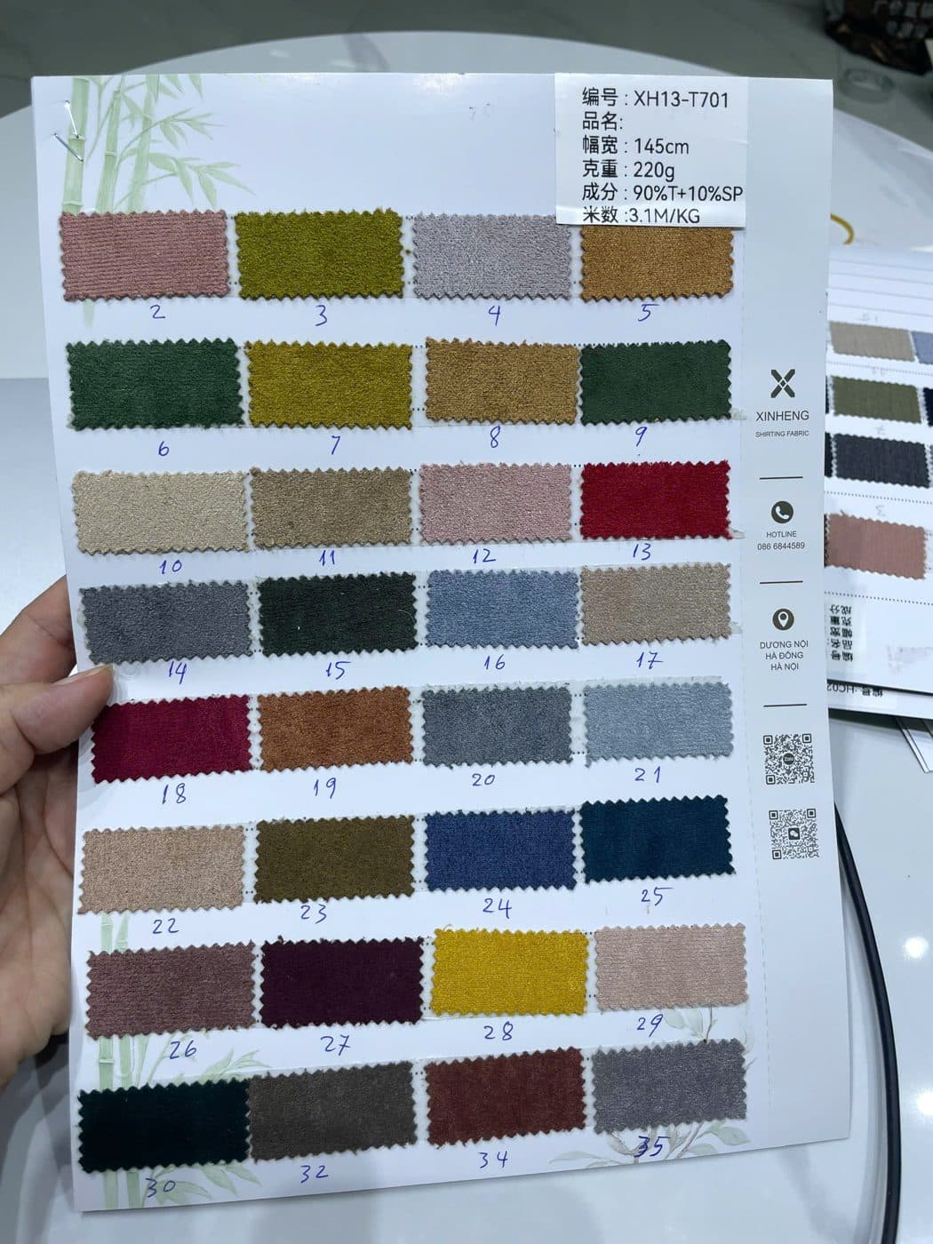 Sổ mẫu thực tế Da lộn co giãn T701
