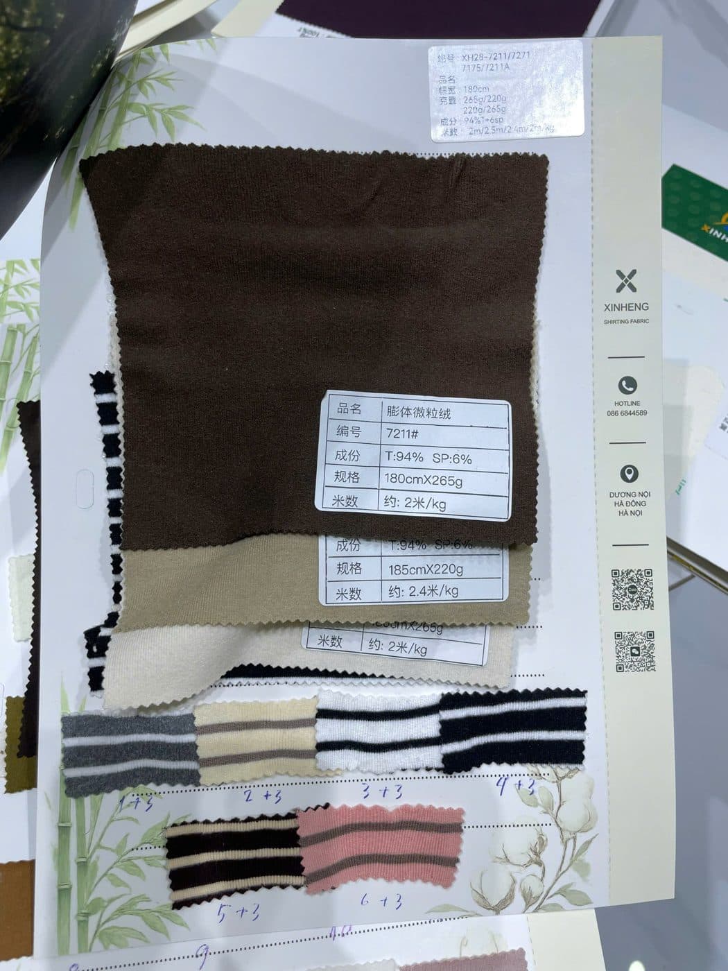 Sổ mẫu thực tế Nỉ vi hạt 7211 (nhóm 7211/7271/7175)