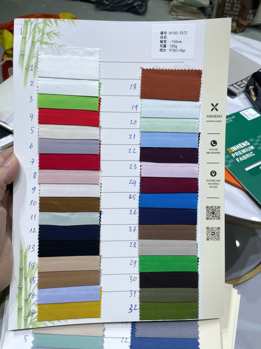 Sổ mẫu thực tế Sơ mi cotton co giãn 3372