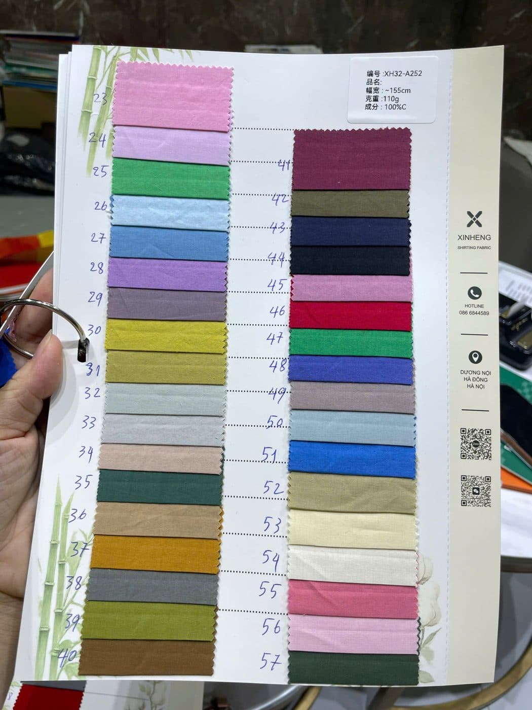Sổ mẫu Sơ mi cotton 100% A252
