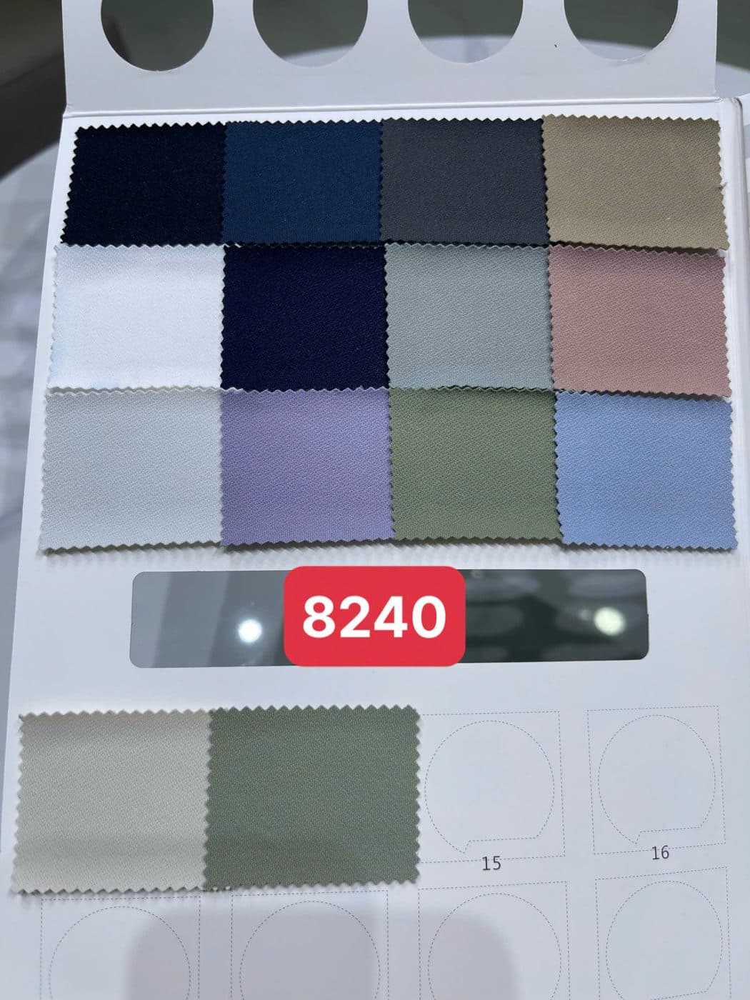 Sổ mẫu thực tế Thun thể thao 8240 (vân hạt/pique)